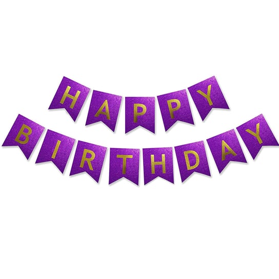 Girlanda Urodzinowa Happy Birtday Fioletowa Błyszcząca Inna marka
