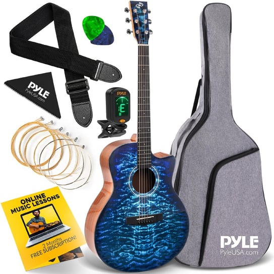 GITARA AKUSTYCZNA 4/4 DLA POCZĄTKUJĄCYCH CAŁY ZESTAW BLUE OCEAN Inna marka