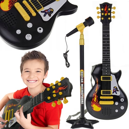 Gitara Dla Dzieci Elektryczna + Mikrofon 6 Melodii U918 elektrostator