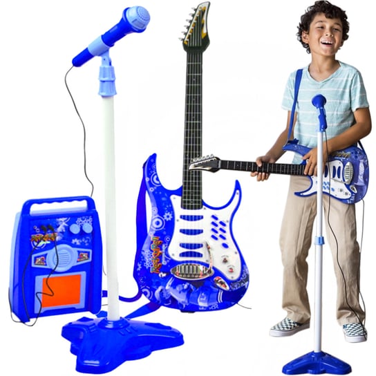 Gitara dla Dzieci Elektryczna Rockowa Mikrofon Wzmacniacz Gra Świeci Zestaw KRUZZEL Kruzzel