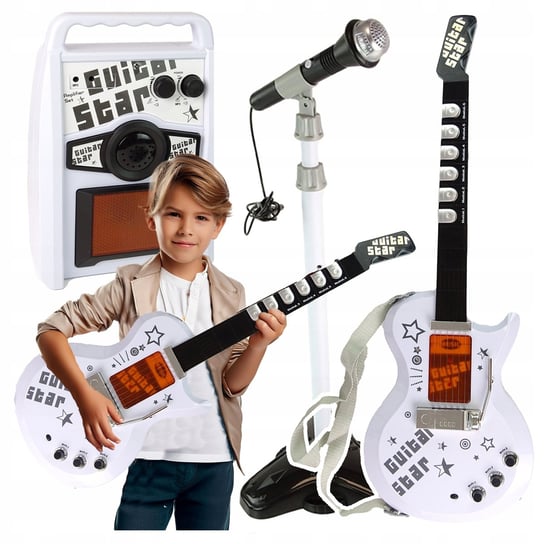 Gitara Elektryczna Bezprzewodowa Mikrofon Karaoke Dla Dzieci + Wzmaczniacz Stator