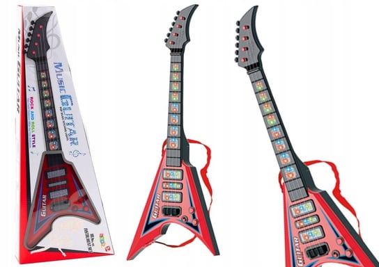 Gitara elektryczna dla dzieci światła melodie czerwona Lean Toys