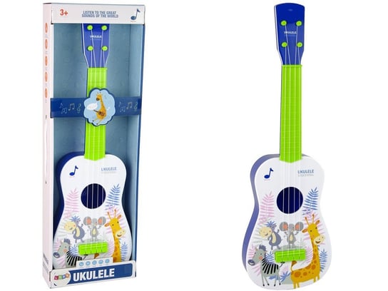 Gitara Ukulele Dla Dzieci Niebieska Zwierzęta Żyrafa Zebra Import LEANToys Inna marka