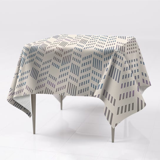 Gładki obrus na stół do domu Geometryczna jodełka, Fabricsy, 150x150 cm Fabricsy