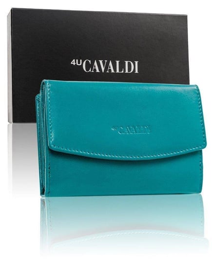 Gładki portfel skórzany, damski portfel z klapką Cavaldi 4U CAVALDI