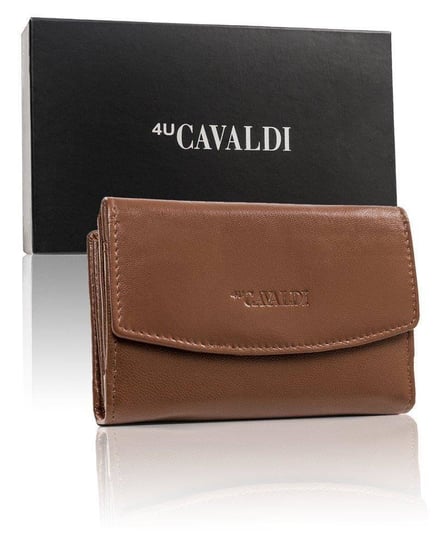 Gładki portfel skórzany, damski portfel z klapką Cavaldi 4U CAVALDI