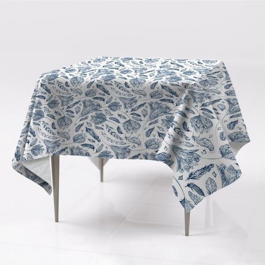 Gładkie obrusy na stół do domu Niebieskie liście, Fabricsy, 150x150 cm Fabricsy