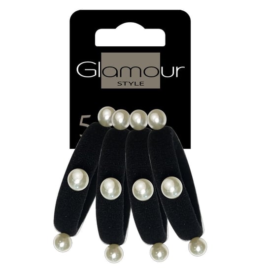 Glamour Gumki do włosów czarne z perełkami 4szt Glamour