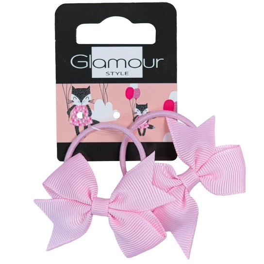 Glamour, Kids Gumki Do Włosów Różowe Kokardki 2szt. Glamour