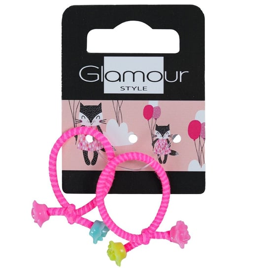 Glamour Kids gumki do włosów Różowy Neon 2szt. Glamour