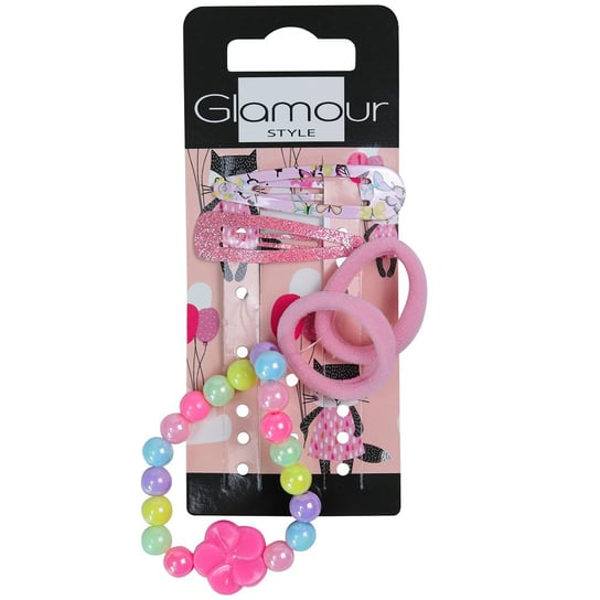 Glamour Kids zestaw gumki do włosów 2szt. + spinki do włosów 2szt.+ bransoletka Motylki Glamour