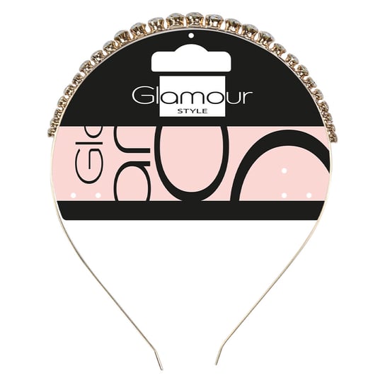 Glamour Metalowa opaska do włosów z okrągłymi kryształkami Złota Glamour