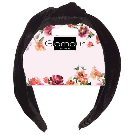 Glamour Opaska do włosów z węzłem welurowa Czarna Glamour