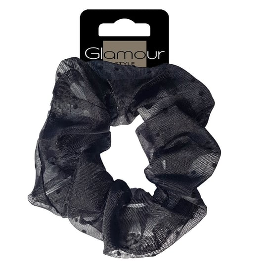 Glamour Zawijka scrunchie gumka tiulowa do włosów Czarna Glamour