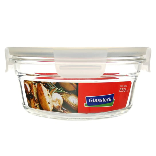 GLASSLOCK - Fancy Oven Safe - Szklany pojemnik kuchenny, okrągły 450 ml - Szary GLASSLOCK