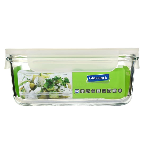 GLASSLOCK - Fancy - Szklany pojemnik kuchenny 1.100 ml - Biały GLASSLOCK