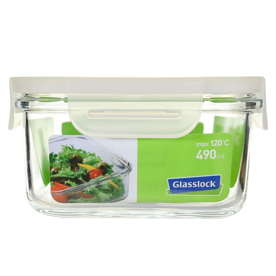 GLASSLOCK - Fancy - Szklany pojemnik kuchenny 490 ml - Biały GLASSLOCK