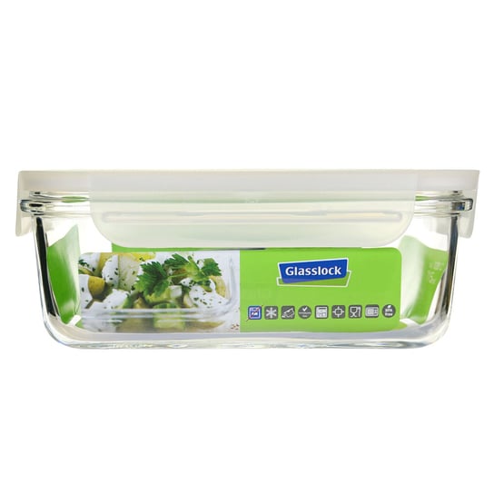 GLASSLOCK - Fancy - Szklany pojemnik kuchenny 715 ml - Biały GLASSLOCK
