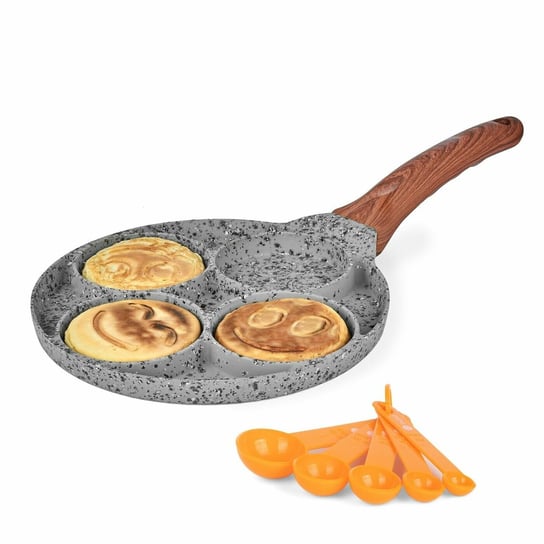 Głęboka patelnia do naleśników pulchne placuszki pancakes Konighoffer Venga 21 cm i 5 miarek kuchennych KönigHOFFER