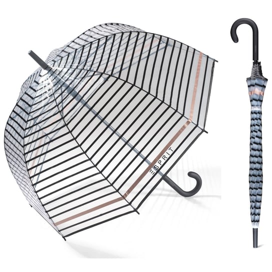 Głęboka przezroczysta parasolka Esprit w paseczki Esprit