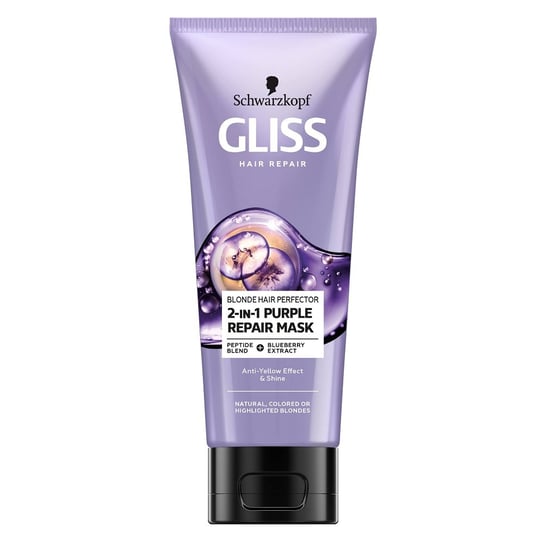 Gliss Kur Blonde Hair Perfector 2-in-1 Purple Repair Mask Maska do naturalnych farbowanych lub rozjaśnianych blond włosów 200ml Schwarzkopf