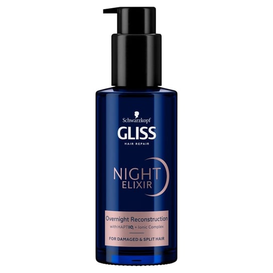 Gliss Night Elixir Reconstruction, Regenerująca Kuracja Na Noc Bez Spłukiwania Do Włosów Zniszczonych I Rozdwojonych Końcówek, 100ml Gliss