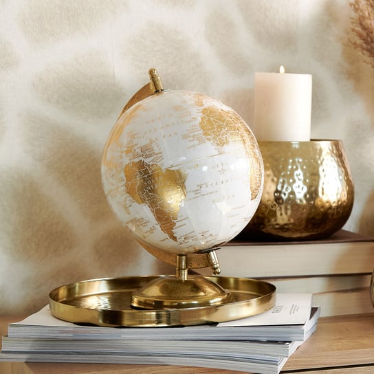 Globus dekoracyjny GLOBE w kolorze złota i bieli 18x15x25 cm HOMLA Homla
