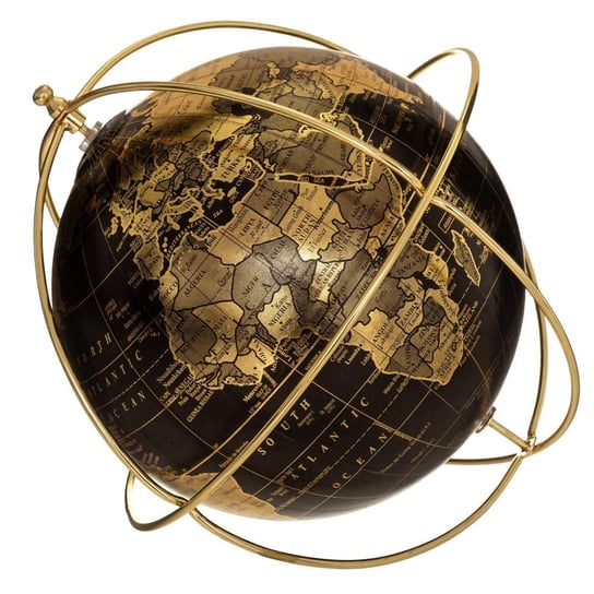 Globus dekoracyjny na złotej podstawie,  Ø 21 cm, czarny Atmosphera
