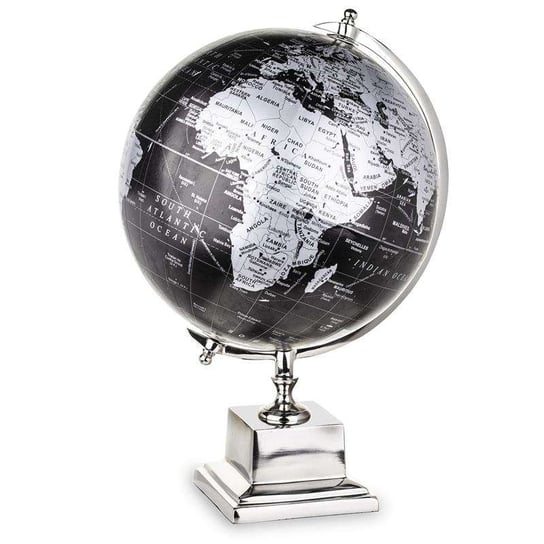 Globus Ozdobny Mapa Świata Srebrno-Czarny 50x30x31 Art-Pol
