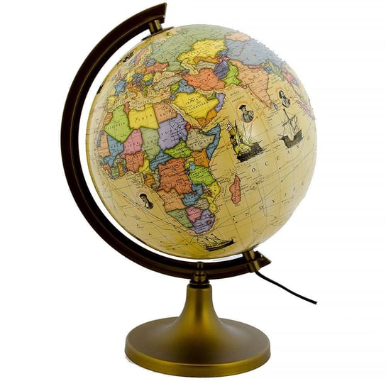 Globus podświetlany polityczny - trasami odkrywców, kula 25 cm, Zachem Opracowanie zbiorowe