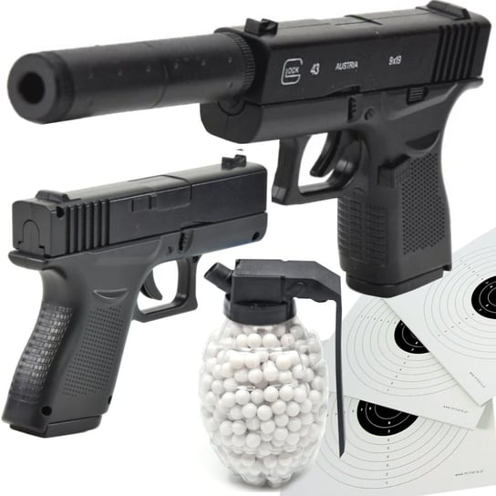 Glock 43 Pistolet Metalowy Na Kulki 6Mm Z Tłumnikiem + Granat Kulek Bezszw. Inna marka