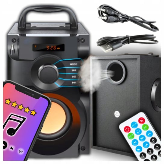 GŁOŚNIK BEZPRZEWODOWY BLUETOOTH PRZENOŚNY AUX USB RADIO FM BOOMBOX PILOT Kapsell.mk
