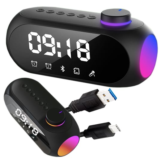 Głośnik Bluetooth Przenośny  Budzik Zegarek Mp3 Radio Fm Oświetlenie Inna marka