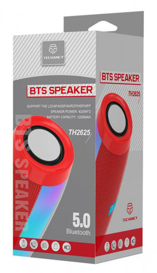 Głośnik BTS TUBA LED TH2625 Czerwony Bluetooth 5.0 TECHANCY
