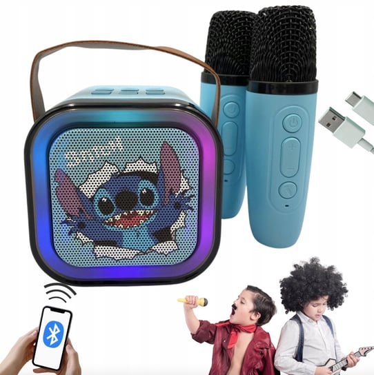 Głośnik mikrofon bezprzewodowy zestaw do karaoke STICH bluetooth USB AUX bez marki