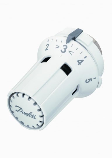 Głowica termostatyczna cieczowa RAW-K 5136, bezpiecznik mrozu, ograniczony zakres temperatury 16-28 st.C, kolor biały. Do grzejników z wkładką DANFOSS