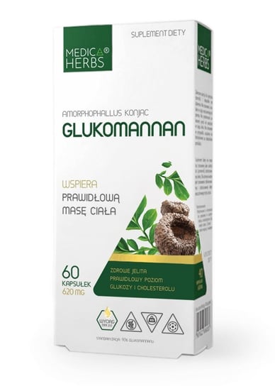 Glukomannan 558 mg, standaryzowany wyciąg, Suplement diety, 60 kapsułek Medica Herbs