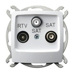 Gniazdo RTV-SAT z dwoma wyjściami SAT biały Ospel Karo GPA-S2S/m/00 OSPEL