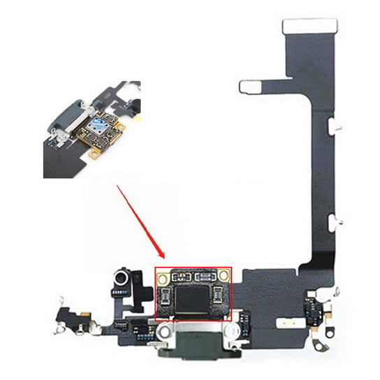 Gniazdo złącze ładowania + mikrofon do iPhone 11 Pro (OEM) (Black) DFX