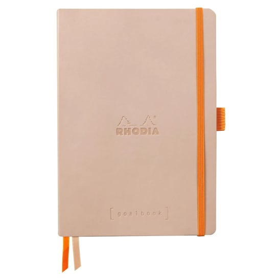 RHODIA 117774C - Carnet Souple Goalbook Tangerine - A5 14,8 x 21 cm - Petits Carreaux - 240 pages - Papier Clairefontaine Ivoire 90 g/m² - 2 Rubans, Fermeture Élastique - Simili Cuir