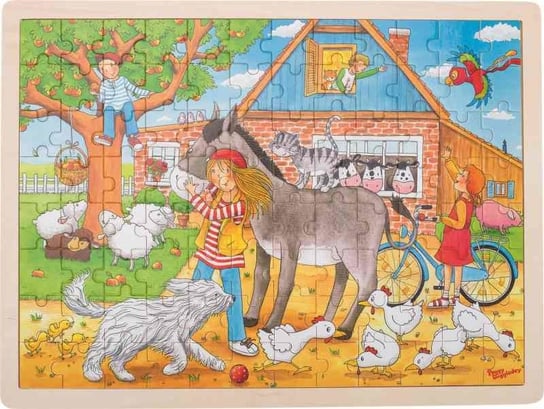 Goki, drewniane puzzle, Peggy Diggledey na farmie Goki