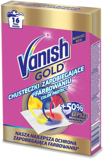 Gold Color Protect chusteczki zapobiegające farbowaniu ubrań 16 prań (8 sztuk) Vanish