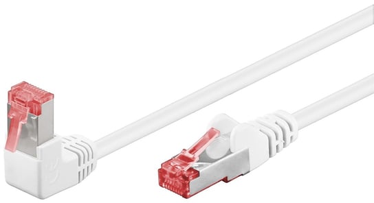 GOOBAY Patchcord S/FTP Kat. 6 Prosty / Kątowy 90° Biały 5m Goobay