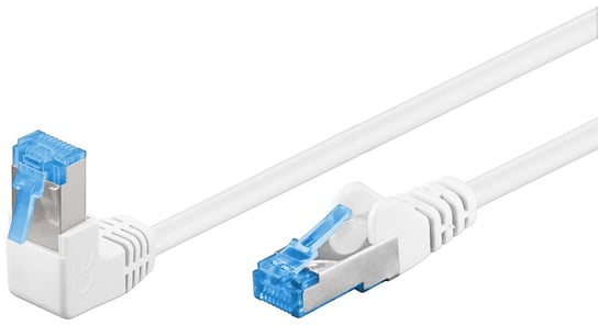 GOOBAY Patchcord S/FTP Kat. 6A Prosty / Kątowy 90° Biały 2m Goobay