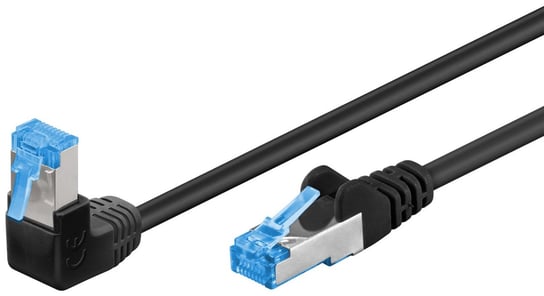 GOOBAY Patchcord S/FTP Kat. 6A Prosty / Kątowy 90° Czarny 3m Goobay