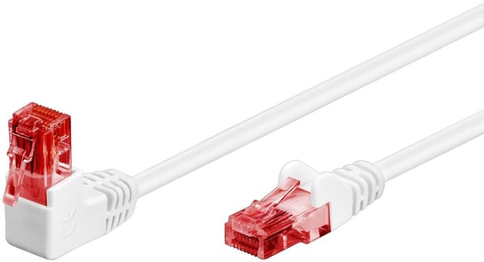 GOOBAY Patchcord U/UTP Kat. 6 Prosty / Kątowy 90° Biały 2m Goobay