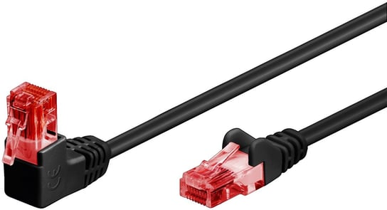 GOOBAY Patchcord U/UTP Kat. 6 Prosty / Kątowy 90° Czarny 3m Goobay