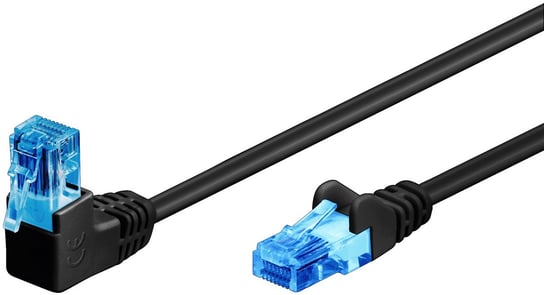 GOOBAY Patchcord U/UTP Kat. 6A Prosty / Kątowy 90° czarny 0,25m Goobay