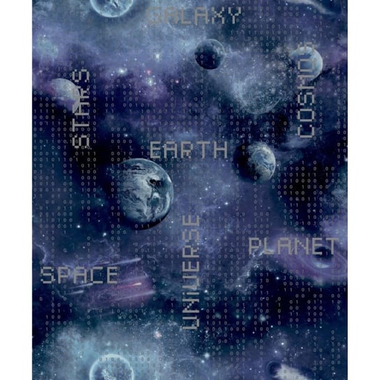 Good Vibes Tapeta Galaxy Planets and Text, czarno-fioletowa Good Vibes