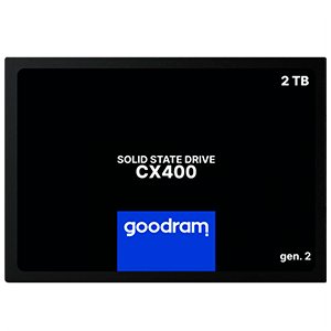 Goodram SSD 2 TB CX400 Gen.2 2048 GB Dysk półprzewodnikowy SSD z interfejsem SATA III Chipy pamięci 3D TLC NAND Flash 2,5 cala przyspieszające działanie komputera nawet 10-krotnie Czarny 2048 GB 2 TB GoodRam